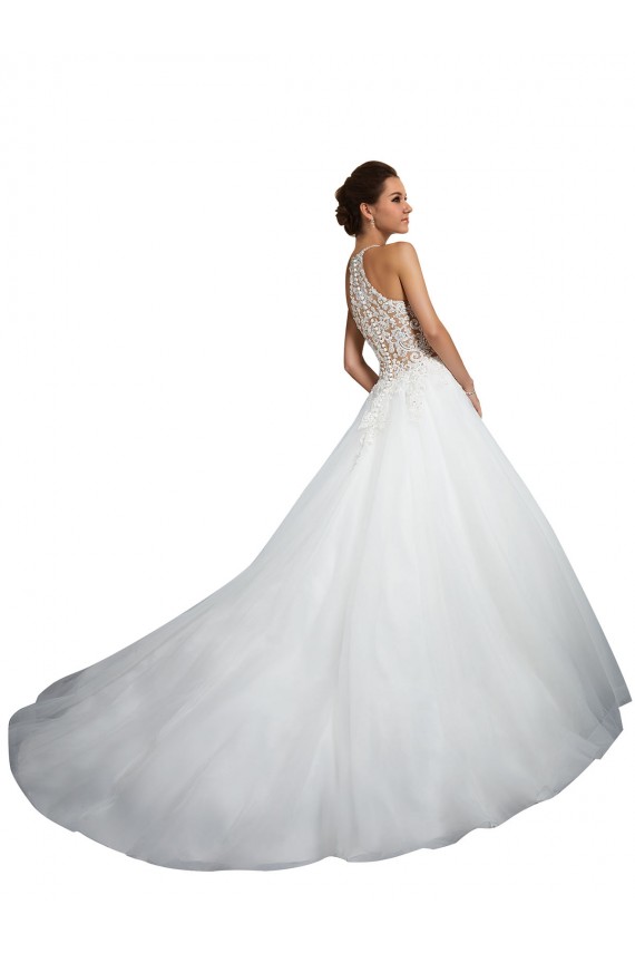 Acquista Avorio Abito da ballo Alto Collo Tulle Pizzo Abiti da sposa