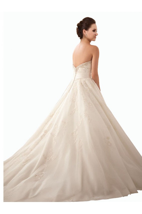 Acquista Avorio Abito da ballo Innamorato Raso Tulle Pizzo Abiti da sposa
