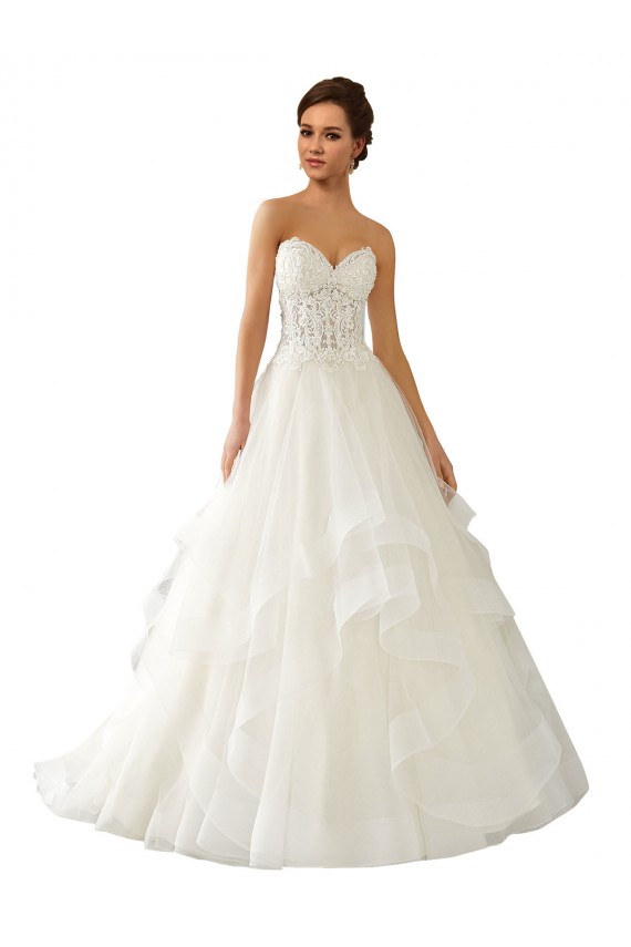 Acquista Avorio Abito da ballo Innamorato Raso Tulle Pizzo Abiti da sposa