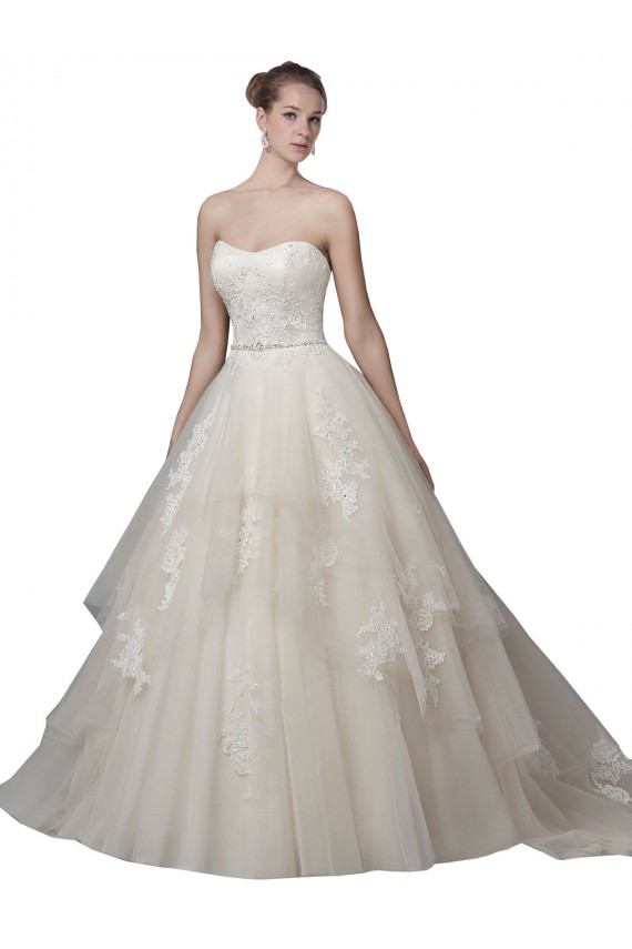 Acquista Avorio Abito da ballo Scoop Senza spalline Tulle Pizzo Abiti da sposa