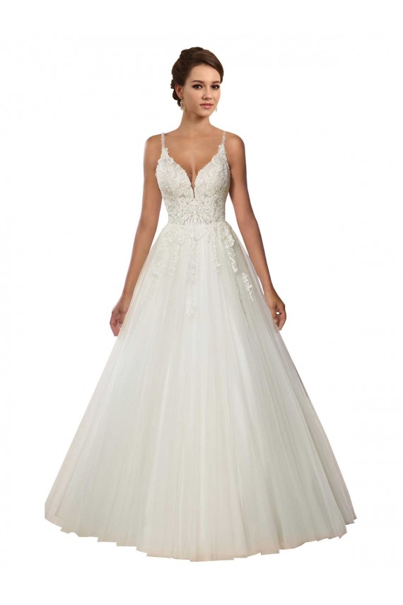 Acquista Avorio Abito da ballo Sottili Tulle Pizzo Boho Abiti da sposa