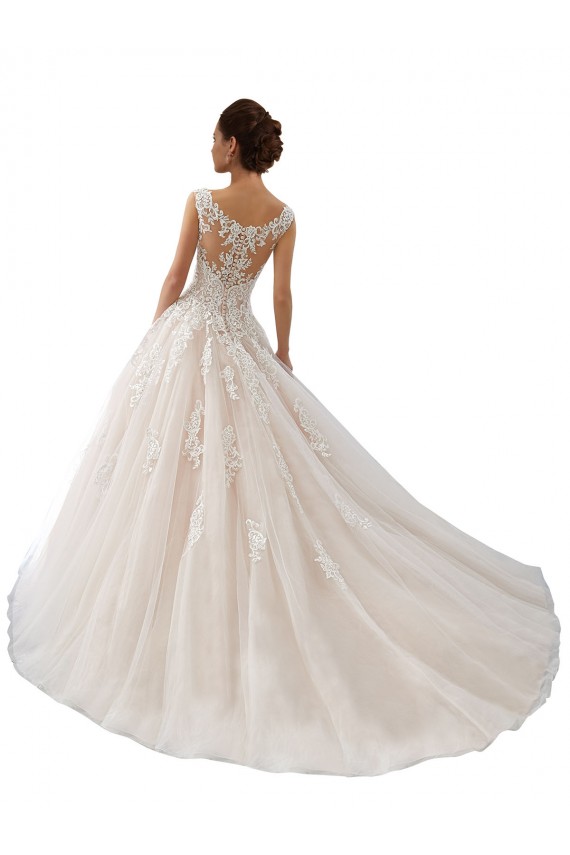 Acquista Avorio & Champagne Abito da ballo Barca Tulle Pizzo Abiti da sposa