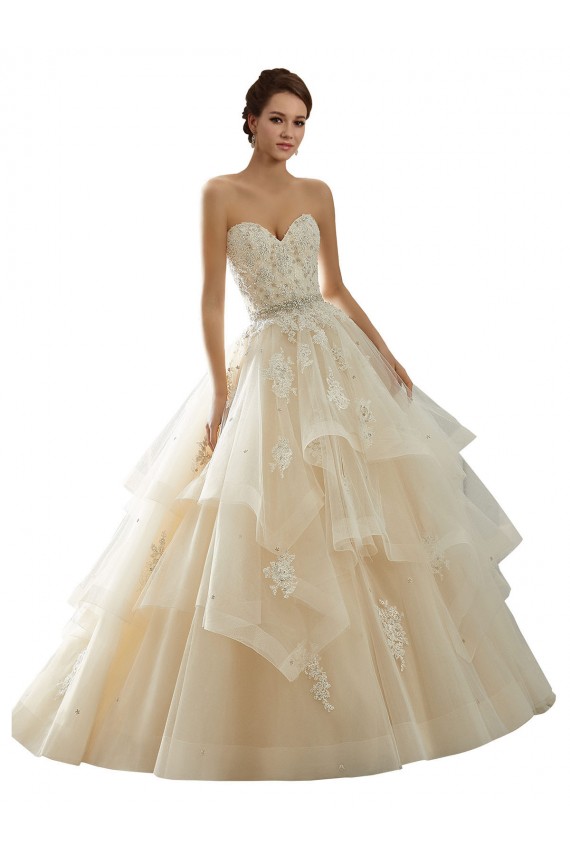 Acquista Avorio & Champagne Abito da ballo Innamorato Tulle Pizzo Abiti da sposa
