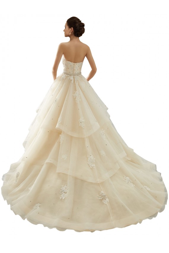 Acquista Avorio & Champagne Abito da ballo Innamorato Tulle Pizzo Abiti da sposa