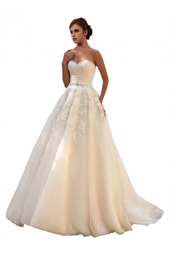 Acquista Avorio & Champagne Abito da ballo Innamorato Tulle Pizzo Abiti da sposa
