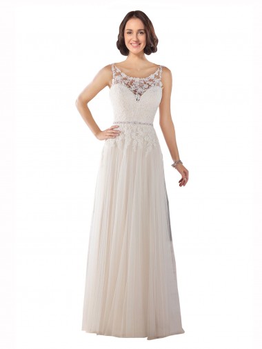 Acquista Avorio & Champagne Linea A Illusione Sweep treno Tulle Boho Abiti da sposa
