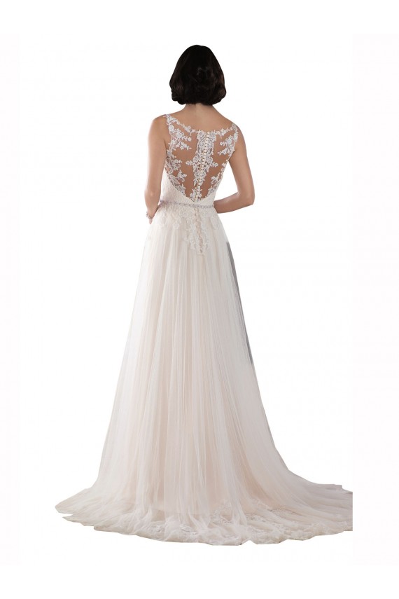 Acquista Avorio & Champagne Linea A Illusione Sweep treno Tulle Boho Abiti da sposa