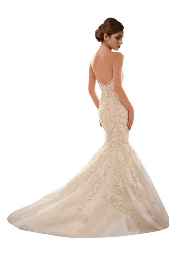 Acquista Avorio & Champagne Stile sirena Innamorato Tulle Pizzo Abiti da sposa
