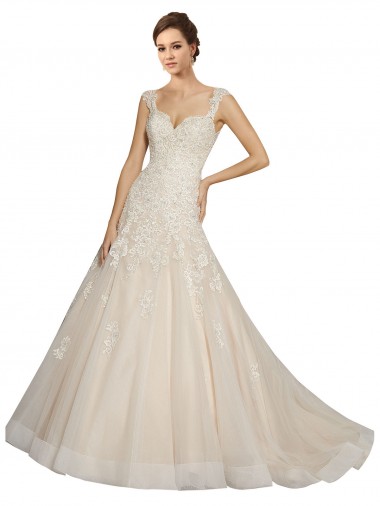Acquista Avorio & Champagne Stile sirena Innamorato Tulle Pizzo Abiti da sposa