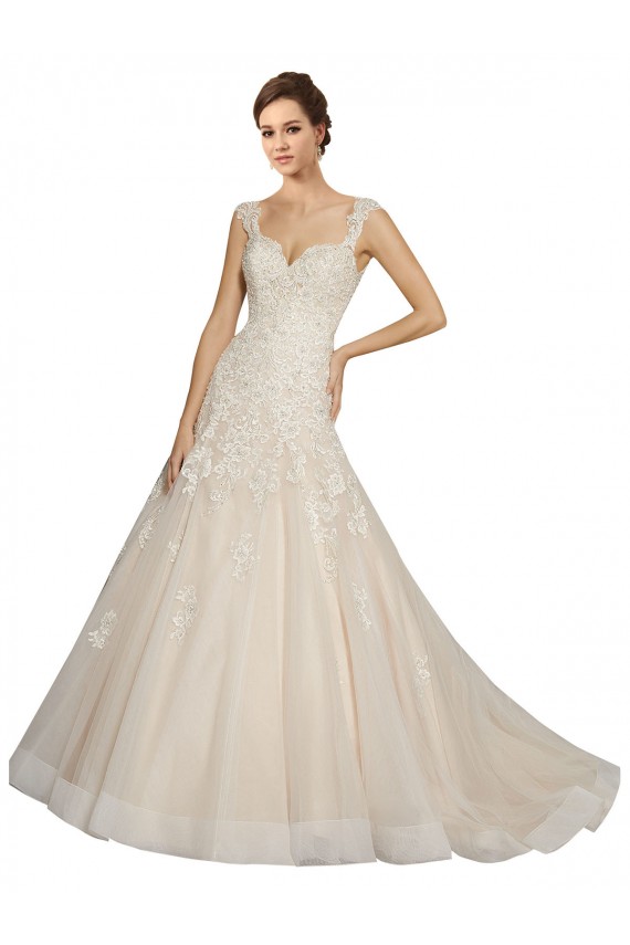 Acquista Avorio & Champagne Stile sirena Innamorato Tulle Pizzo Abiti da sposa