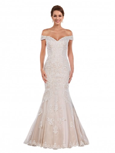 Acquista Avorio & Champagne Stile sirena Pizzo Classico Abiti da sposa