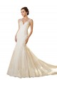 Acquista Avorio & Champagne Stile sirena Scollatura a V Tulle Pizzo Abiti da sposa