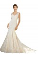 Acquista Avorio & Champagne Stile sirena Scollatura a V Tulle Pizzo Abiti da sposa