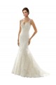 Acquista Avorio & Champagne Stile sirena Scollatura a V Tulle Pizzo Abiti da sposa