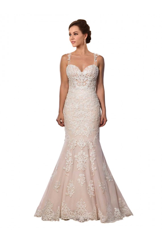 Acquista Avorio & Champagne Stile sirena Sottili Pizzo Boho Abiti da sposa