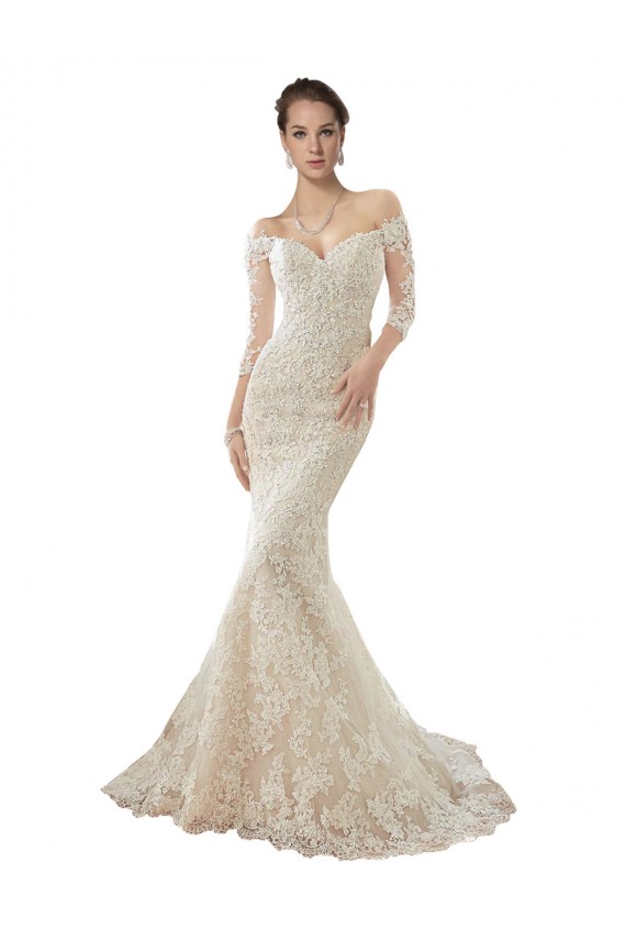 Acquista Avorio & Champagne Stile sirena Tulle Pizzo Abiti da sposa