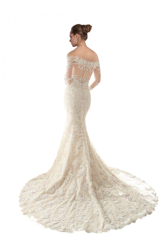 Acquista Avorio & Champagne Stile sirena Tulle Pizzo Abiti da sposa