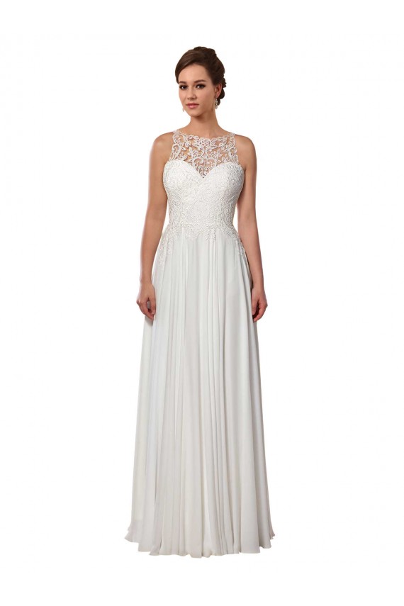 Acquista Avorio Linea A Illusione Sweep treno Chiffona Boho Abiti da sposa