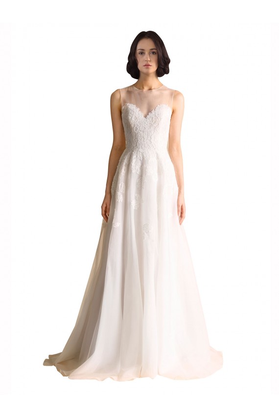 Acquista Avorio Linea A Illusione Tulle Abiti da sposa
