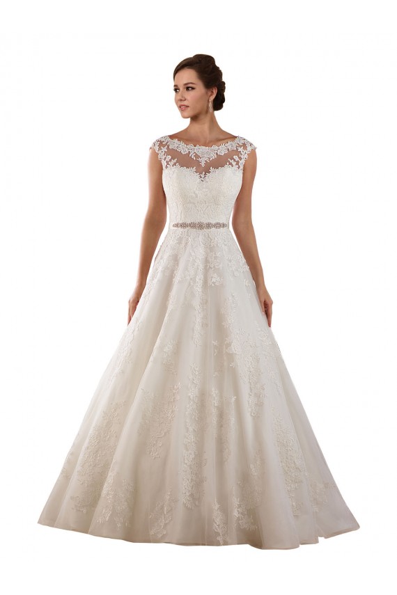 Acquista Avorio Linea A Illusione Tulle Pizzo Classico Abiti da sposa