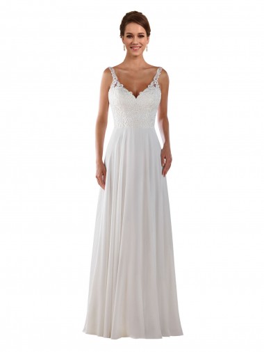 Acquista Avorio Linea A Innamorato Chiffona Classico Boho Abiti da sposa