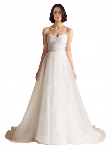 Acquista Avorio Linea A Innamorato Sweep treno Tulle Abiti da sposa