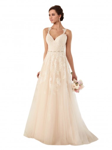 Acquista Avorio Linea A Innamorato Tulle Pizzo Abiti da sposa