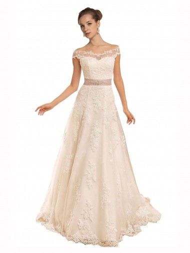 Acquista Avorio Linea A Pizzo Spiaggia Abiti da sposa