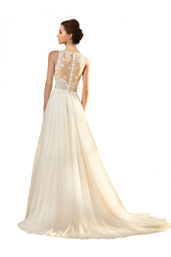 Acquista Avorio Linea A Scollatura a V Tulle Abiti da sposa