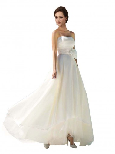 Acquista Avorio Linea A Senza spalline Chiffona Abiti da sposa
