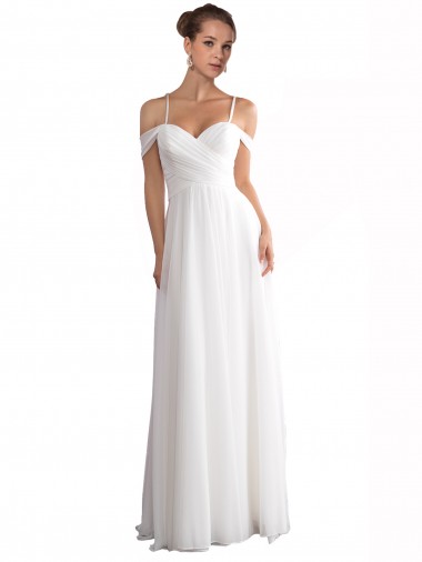 Acquista Avorio Linea A Sweep treno Chiffona Spiaggia Abiti da sposa