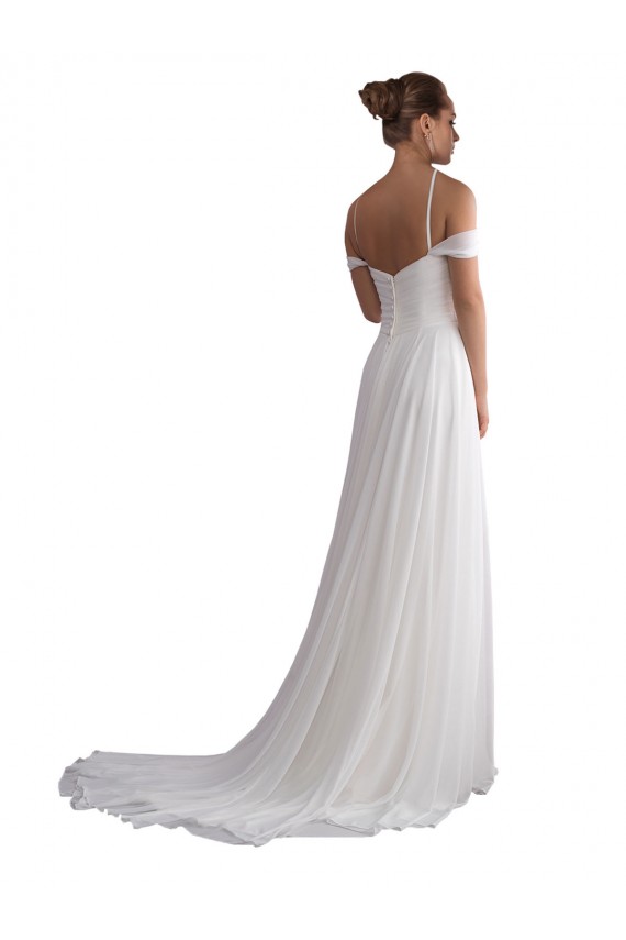 Acquista Avorio Linea A Sweep treno Chiffona Spiaggia Abiti da sposa