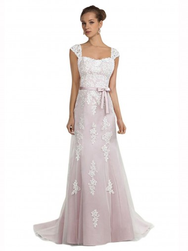 Acquista Avorio & Rosa Stile sirena Senza spalline Sweep treno Tulle Pizzo Spiaggia Abiti da sposa
