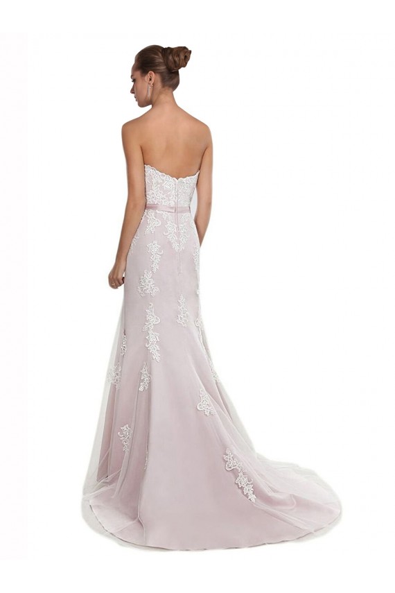 Acquista Avorio & Rosa Stile sirena Senza spalline Sweep treno Tulle Pizzo Spiaggia Abiti da sposa