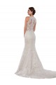 Acquista Avorio Stile sirena Alto Collo Pizzo Abiti da sposa