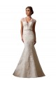 Acquista Avorio Stile sirena Illusione Scollatura a V Tulle Pizzo Abiti da sposa