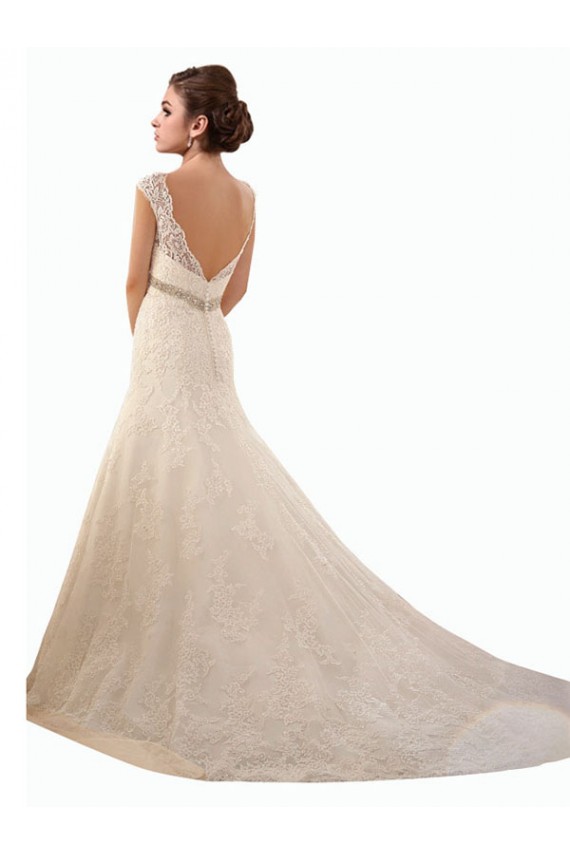 Acquista Avorio Stile sirena Illusione Tulle Pizzo Abiti da sposa
