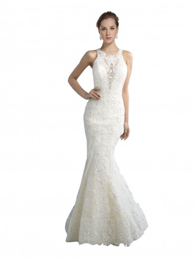 Acquista Avorio Stile sirena Illusione Tulle Spiaggia Abiti da sposa