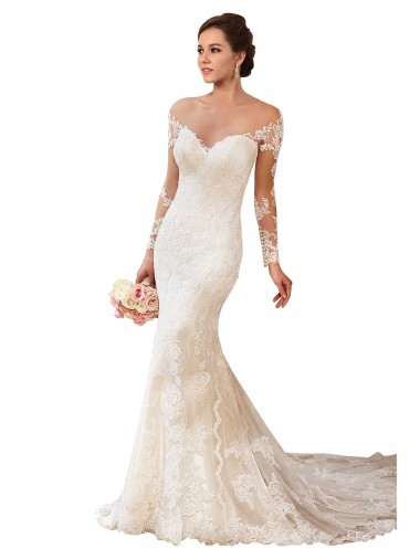 Acquista Avorio Stile sirena Innamorato Pizzo Abiti da sposa
