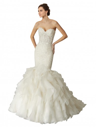 Acquista Avorio Stile sirena Innamorato Tulle Abiti da sposa