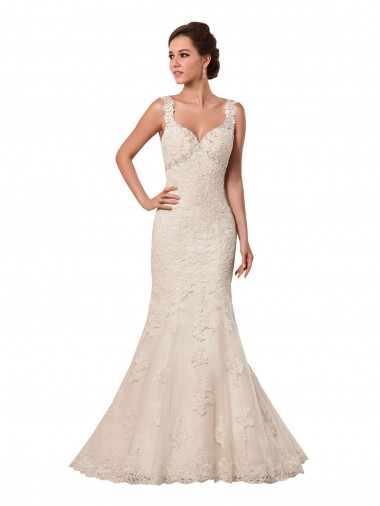 Acquista Avorio Stile sirena Innamorato Tulle Pizzo Abiti da sposa