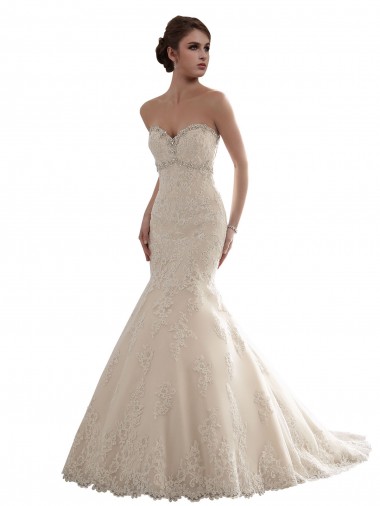 Acquista Avorio Stile sirena Innamorato Tulle Pizzo Classico Abiti da sposa