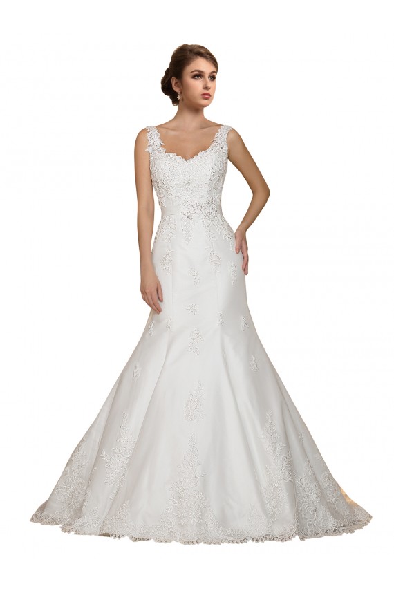 Acquista Avorio Stile sirena Scollatura a V Pizzo Abiti da sposa