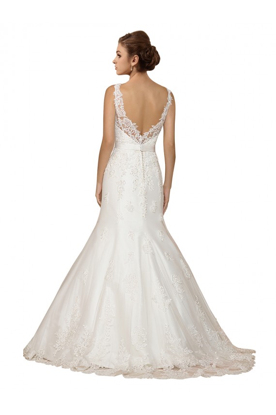 Acquista Avorio Stile sirena Scollatura a V Pizzo Abiti da sposa