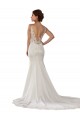 Acquista Avorio Stile sirena Scollatura a V Pizzo Crespo Elastico Abiti da sposa