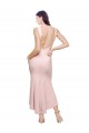 Acquista Rosa Tubino Alto Collo Midi Crespo Elastico Corto Abiti da damigella donore / Abiti da sera / Abiti da cocktail
