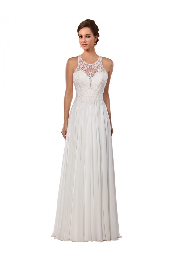 Acquista Avorio Tubino Illusione Chiffona Abiti da sposa