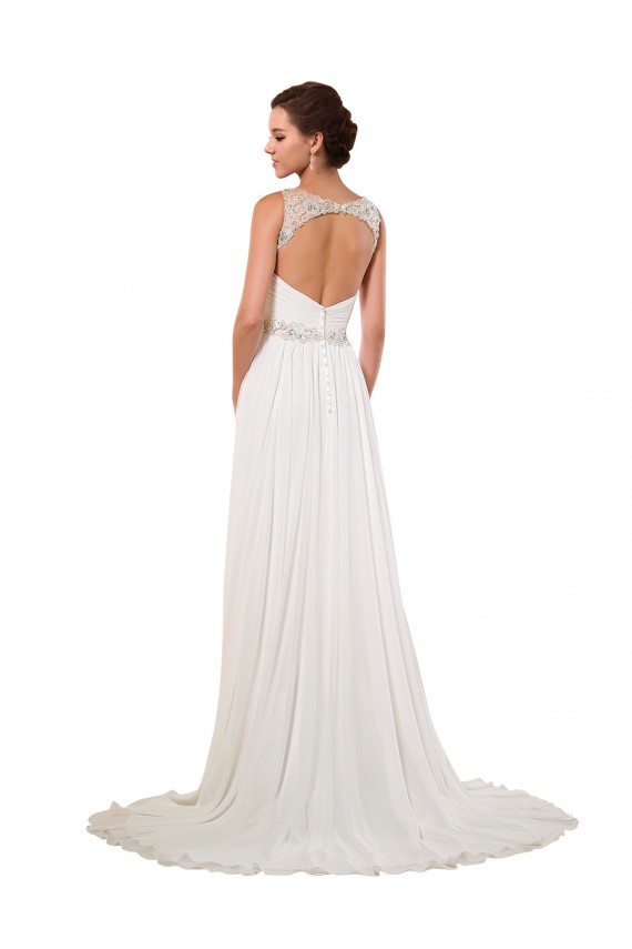 Acquista Avorio Tubino Scollatura a V Chiffona Classico Abiti da sposa