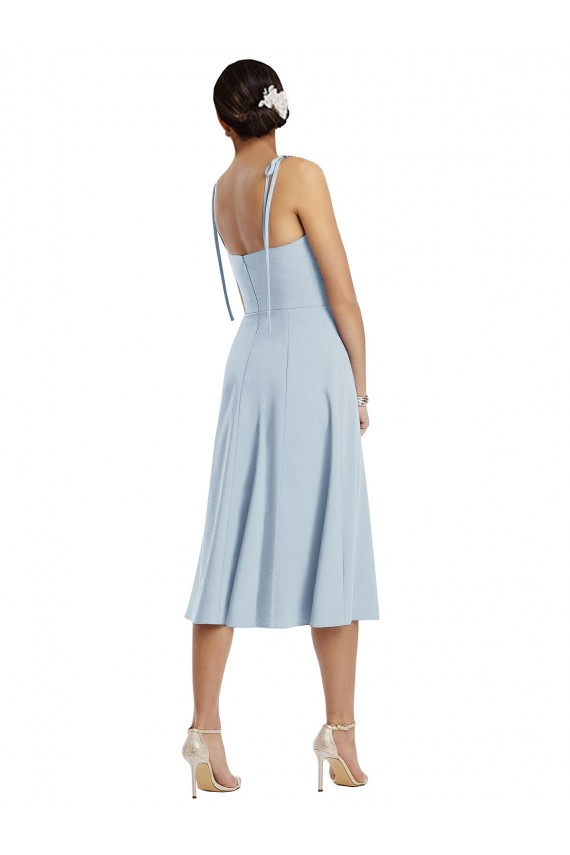 Acquista Azzurro cielo Linea A Innamorato Midi Crespo Elastico Corto Abiti da damigella donore / Abiti da ballo / Abiti da cocktail