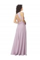 Acquista Bagliore rosa Linea A Capestro Alto Collo Chiffona Lunga Abiti da damigella donore